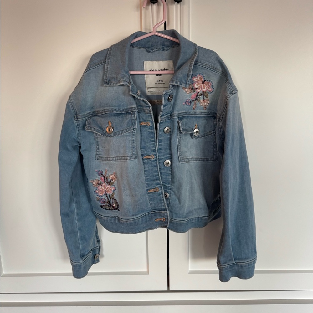 Abercrombie Kids Light Blue Floral Jean Jacket